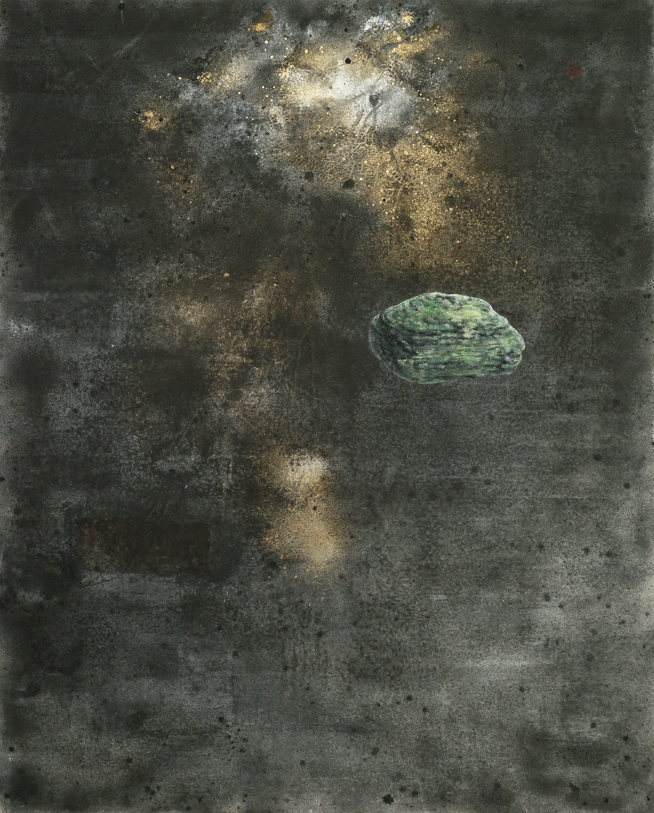 행성_별을 헤는 밤, 2025, 패널 위에 장지 황토 백토 분채 석채, 162x130cm (100호).jpg