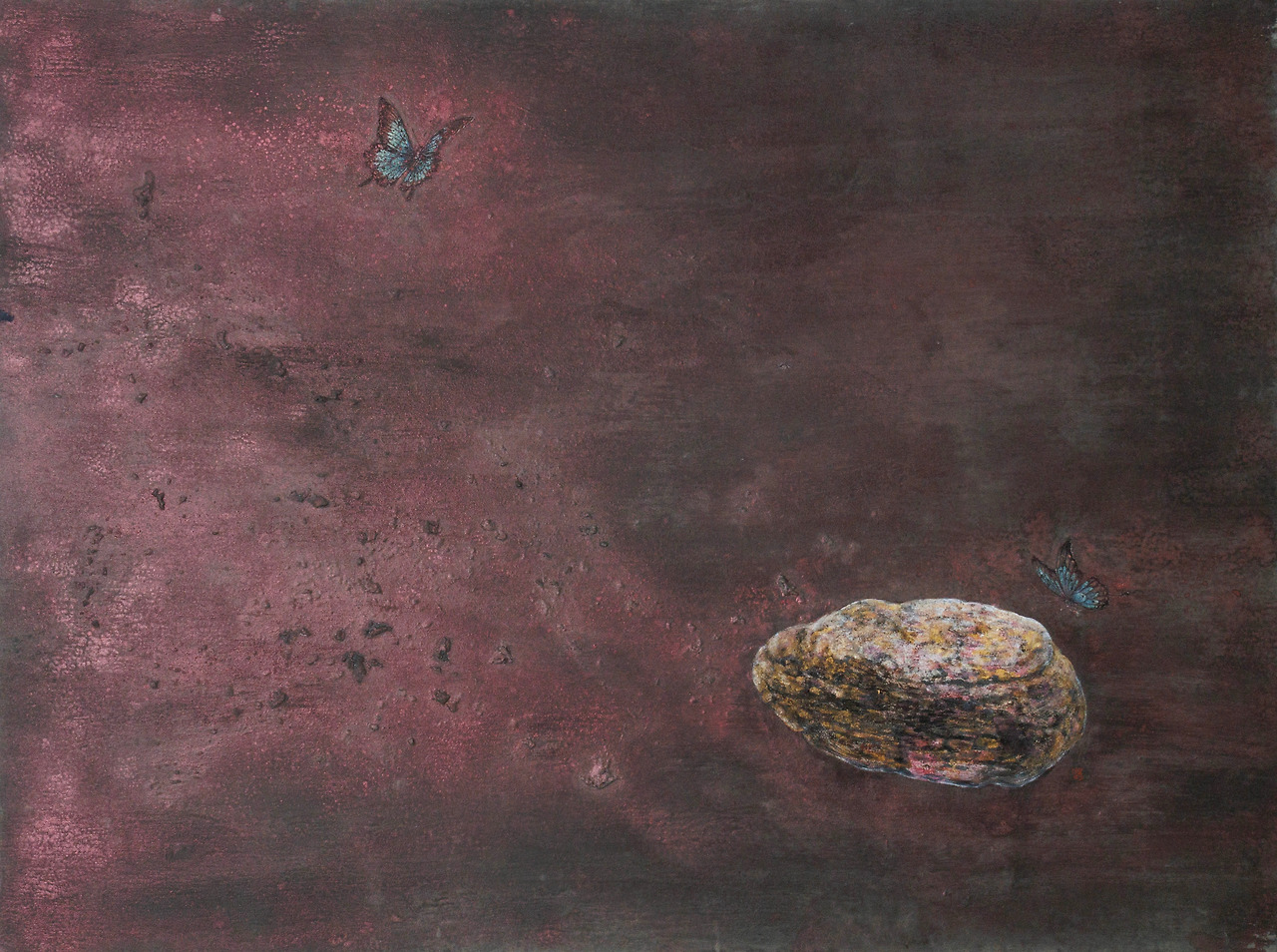 행성_꽃바람 1호, 2024, 패널 위에 장지 황토 백토 분채 석채, 97x130cm (80호).jpg