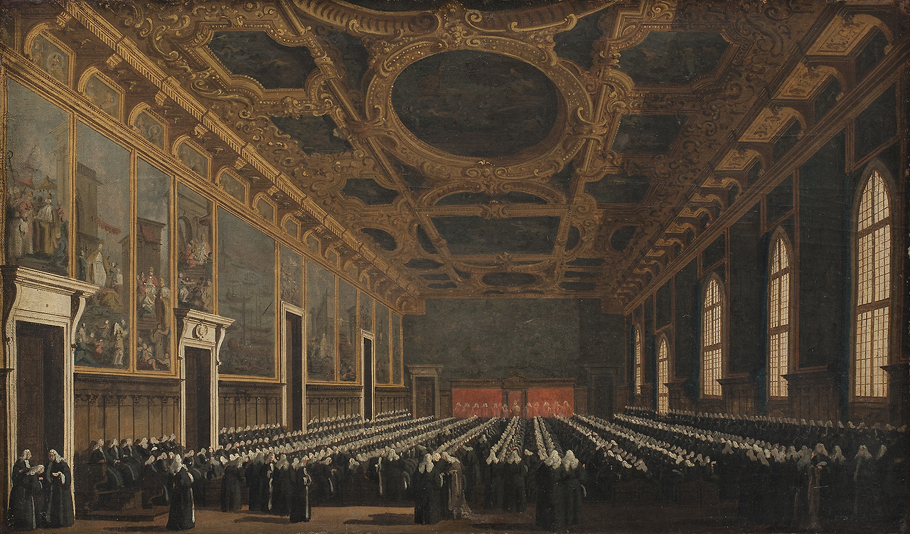 5.Canaletto_-_The_Doge_and_Grand_Council_in_Sala_del_Maggior_Consiglio_-_KMS3898_-_Statens_Museum_.jpg