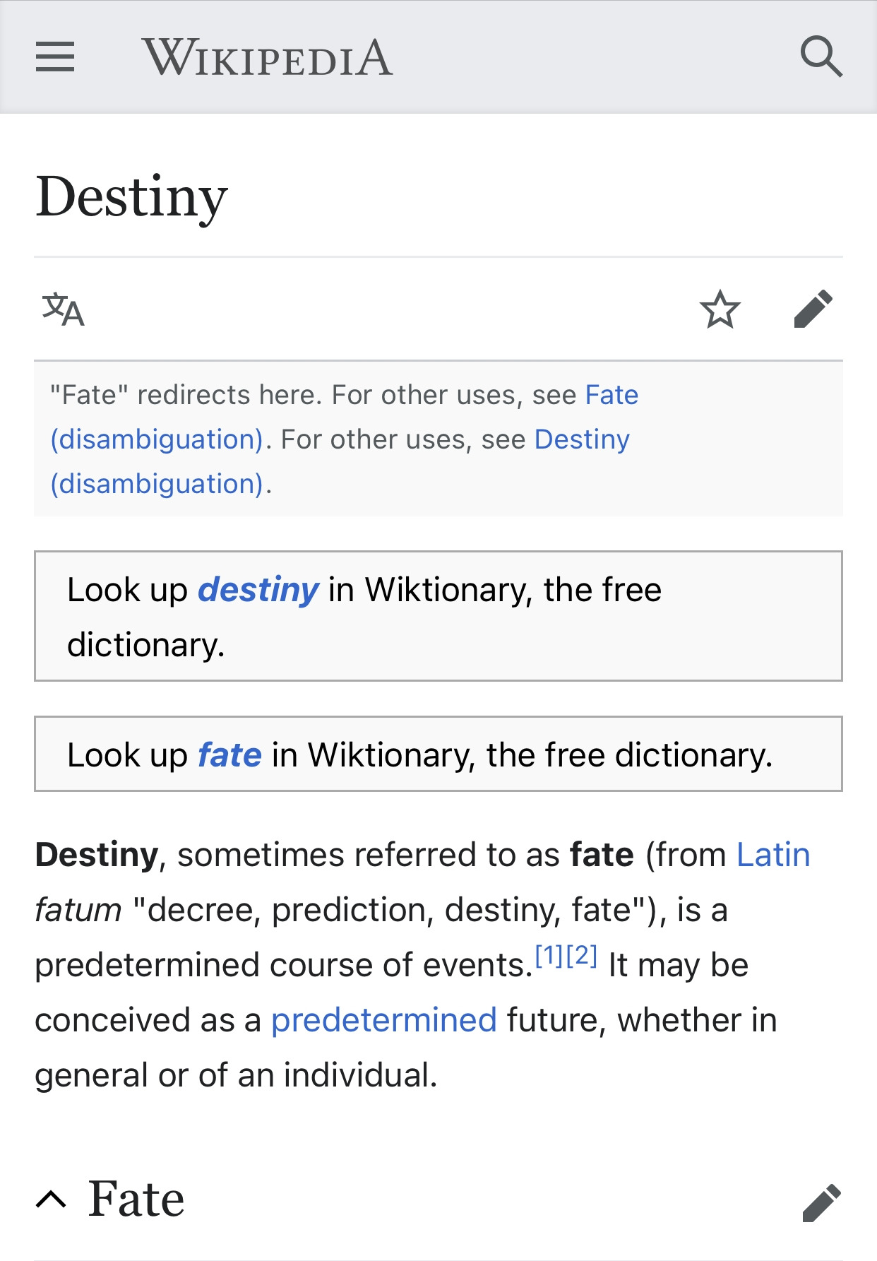 운명이라는 단어 Fate와 Destiny 차이점은?