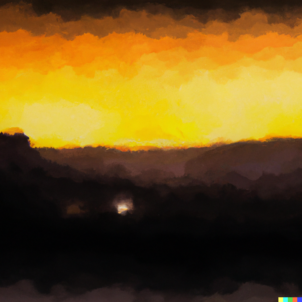 DALL·E 2022-07-28 00.56.52 - William Turner Watercolor Style, Dusk View of Alien Civilization.png