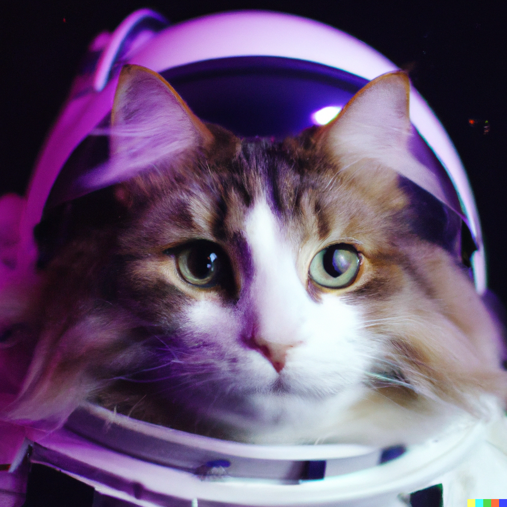DALL·E 2022-07-28 01.33.08 - high quality photo of a Norwegian forest cat astronaut.png