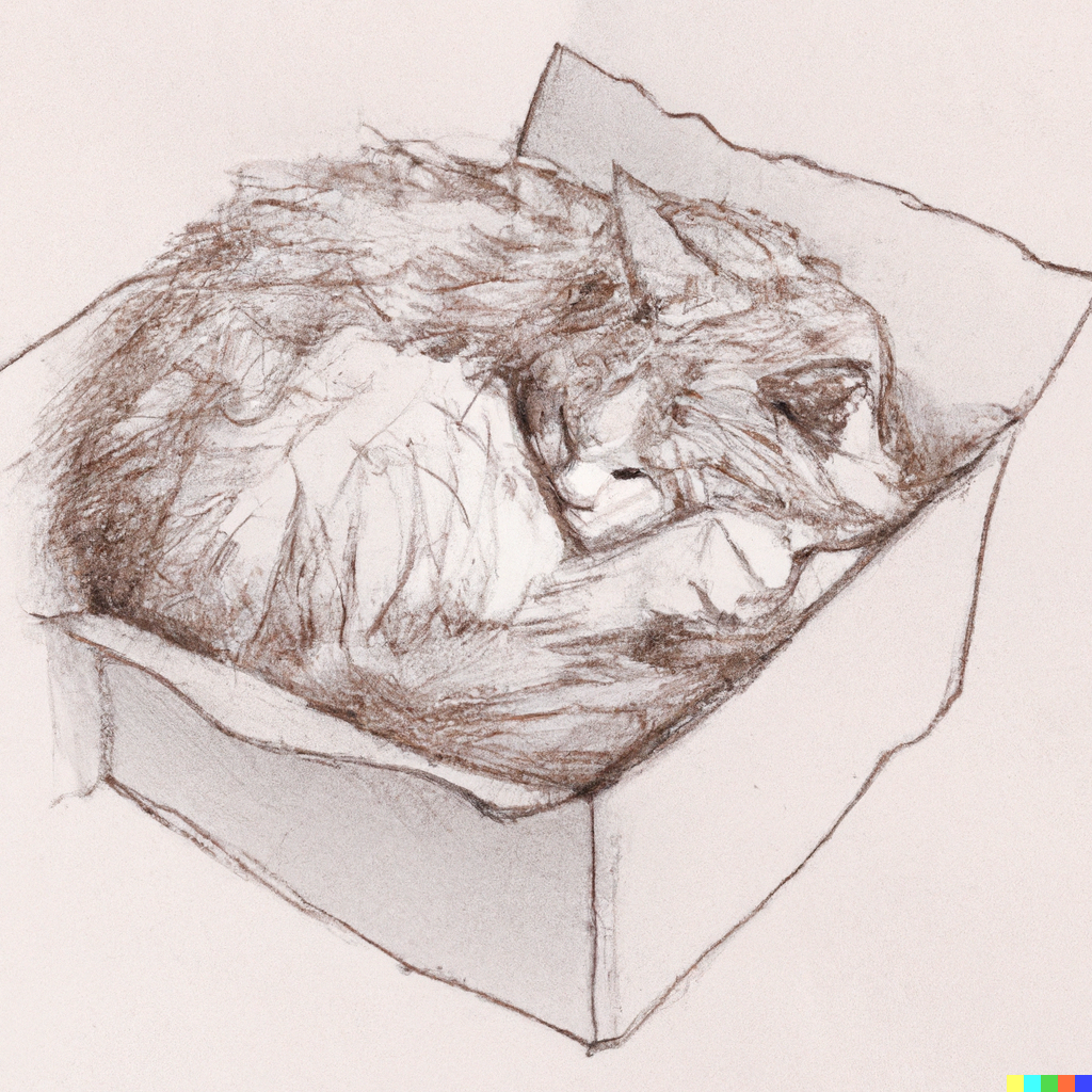 DALL·E 2022-07-28 02.40.57 - hand drawing illustration of Norwegian forest cat sleeping on paper box.png