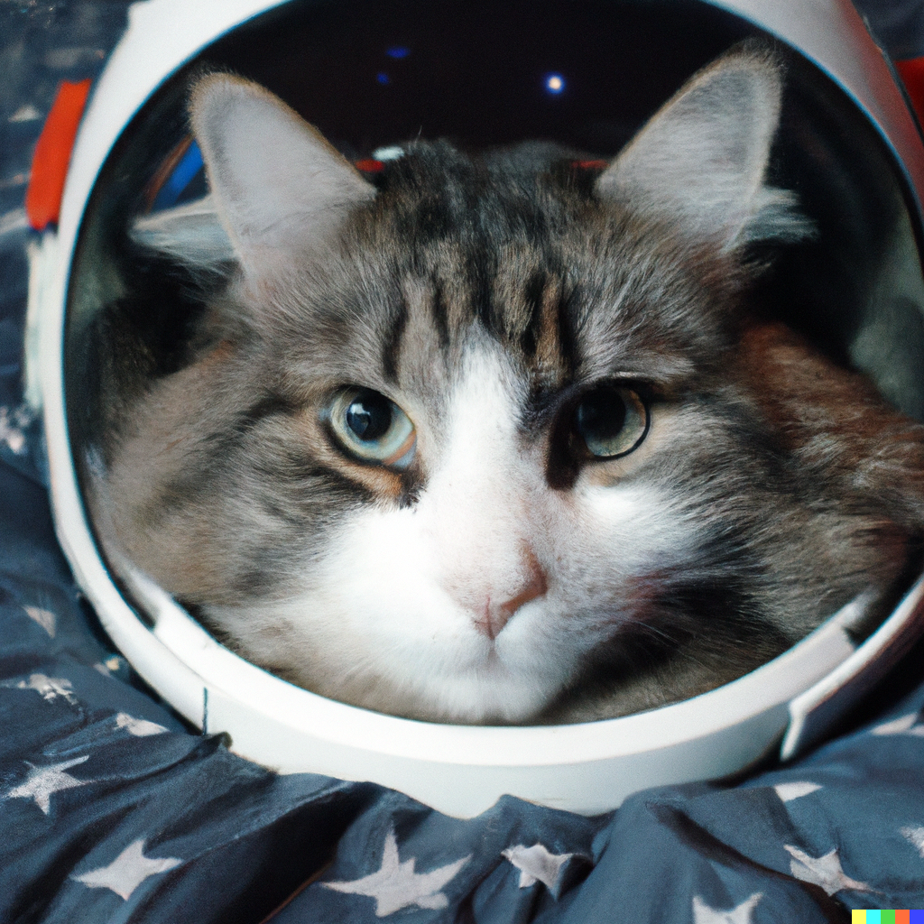 DALL·E 2022-07-28 01.32.35 - high quality photo of a Norwegian forest cat astronaut.png