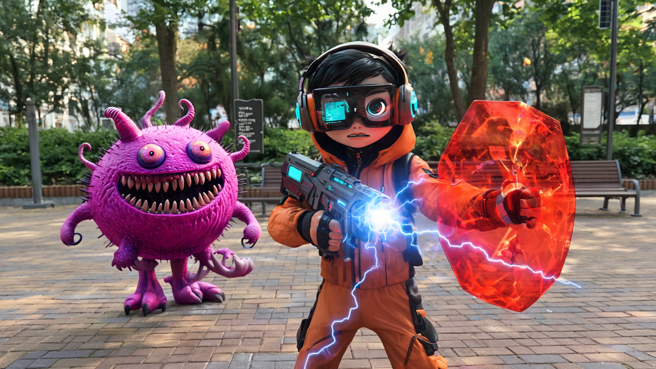 Gen4 Nak as IMG_1 is battling with enemy as IMG_2 on the park as IMG_3  Nak is armed with  25703098.png