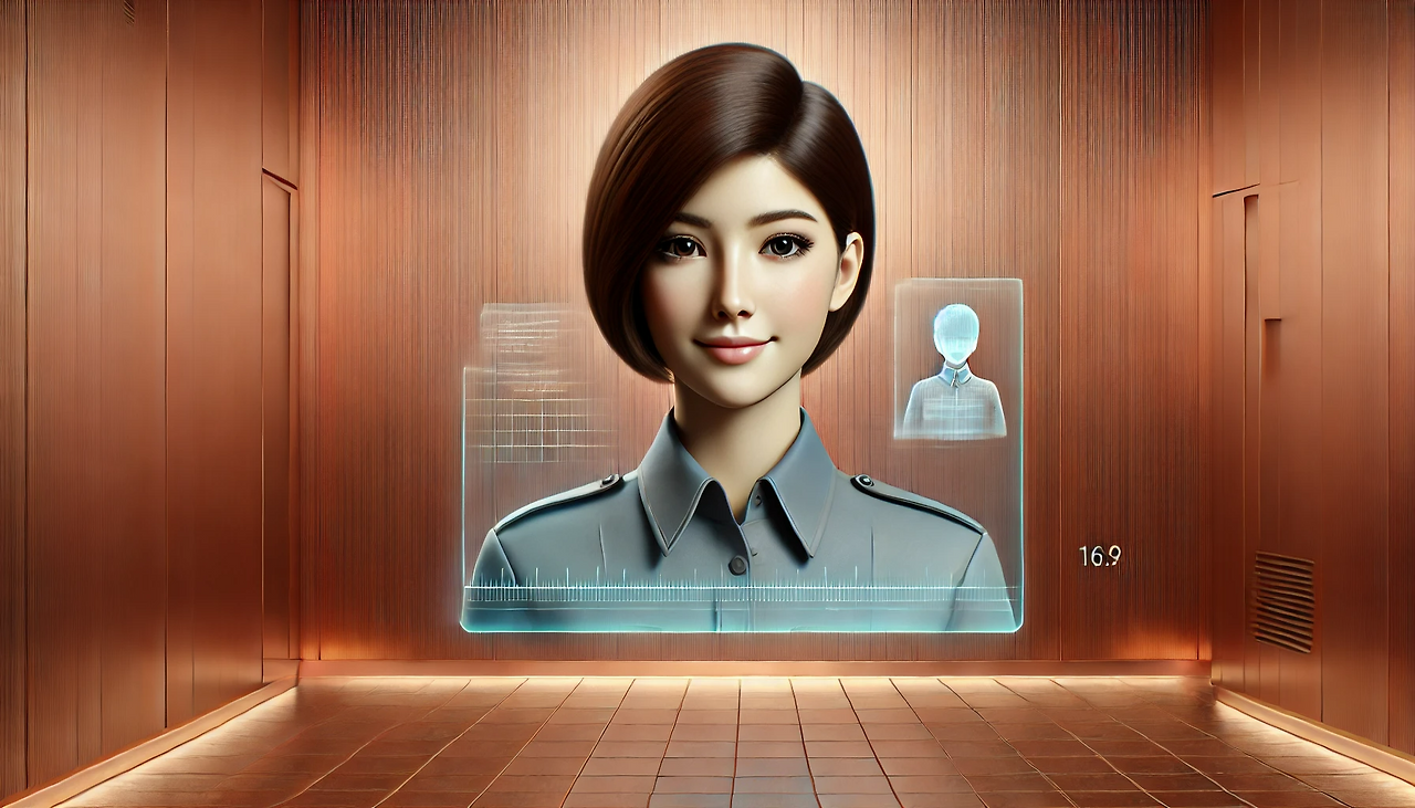 DALL·E 2024-06-19 10.52.45 - A realistic illustration of a smooth, featureless copper-colored wall with no patterns or lines. In front of this wall, a holographic screen is floati.png