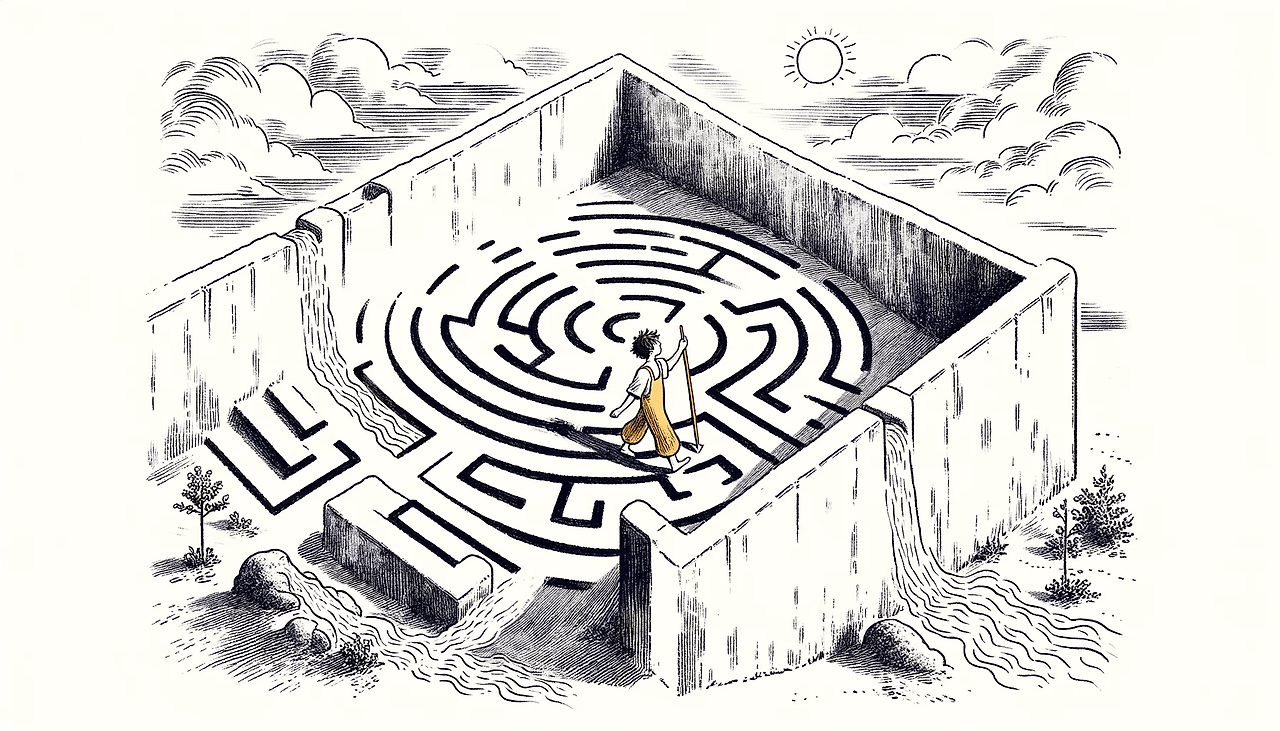 DALL·E 2024-06-03 13.39.58 - An illustration in the style of The Little Prince with a significant amount of white space around the main elements. The scene shows a person walkin.png