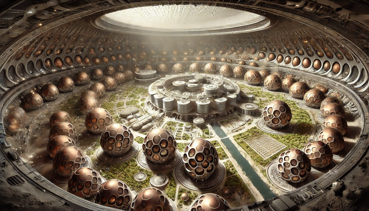 DALL·E 2024-06-20 15.42.20 - An imaginative depiction of an underground base on Mars. The base features a central area with clusters of modern Earth-like buildings. Surrounding th.png