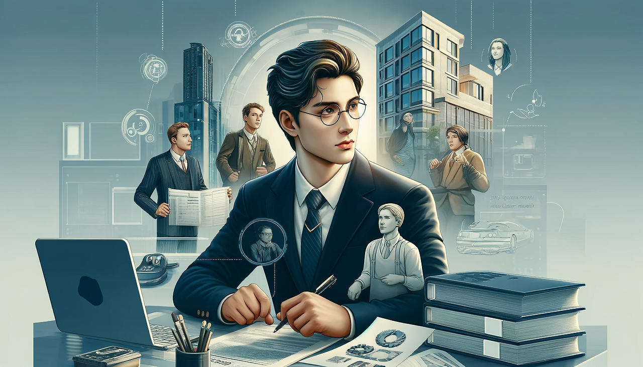 DALL·E 2024-06-11 09.28.26 - An image depicting Youngjin's incredible dedication and success at work. Show him in an office environment, intensely focused on his tasks, surrounded.png