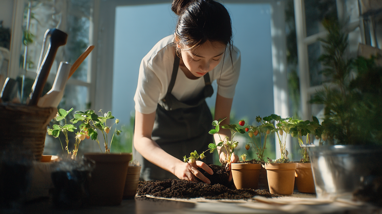 koochuljung_Korean_person_repotting_strawberry_plants_at_home_57509dd7-4957-46bd-80ff-6f15bbe3f61e_3.png