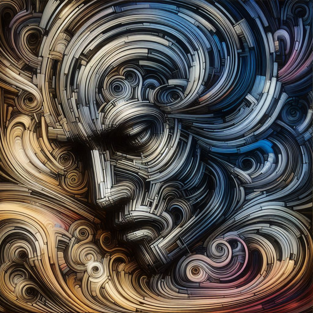 추상화_ 추상적인 형태와 색채로 타인의 불행을 표현한 이미지. 복잡하고 어지러운 선과 어두운 색조를 사용하여 불행과 혼란을 표현..png