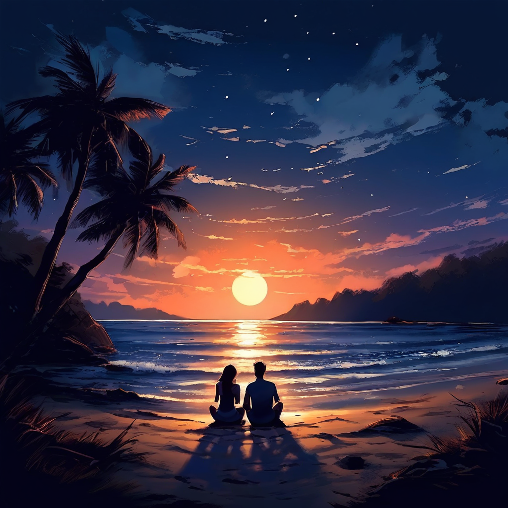 어두운_밤,_밝은_달빛_아래_두_남녀가_잔잔한_파도가_치는_해변에_앉아_이야기를_하고_있는_모습을_그려줘_평화롭고_신비로운_느낌으로_그려줘_png.png