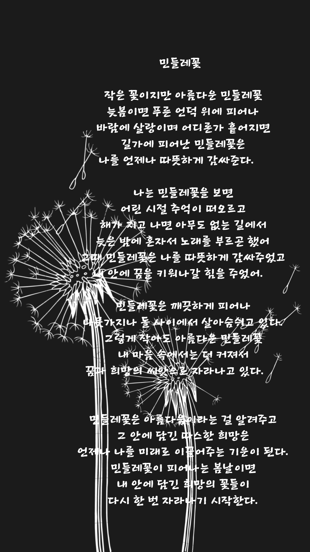 Black and White Dandelion Phone Wallpaper.png