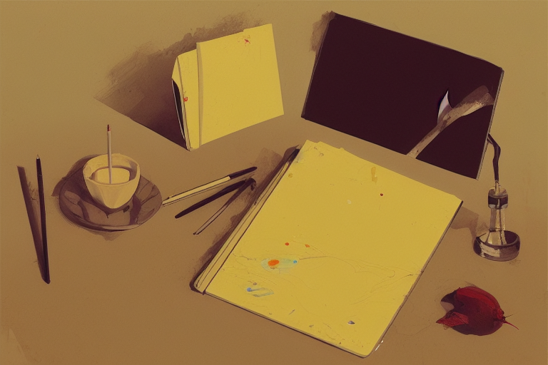02693-2505792791-high detailed painting of still life, picture of old yellow folder and blank old note,painting by conrad roset, greg rutkowski a.png
