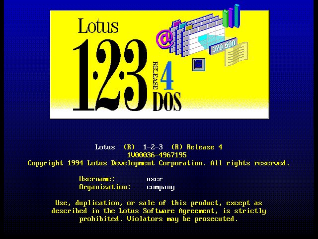 4x-d6db7a9c2e2ea2f83d57ae078258d27e-Lotus 123 4.0 for DOS - Splash.png