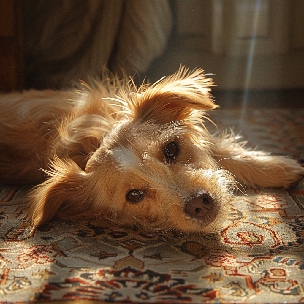 jejaksa_crew_A_dog_lying_on_a_soft_rug_in_a_beam_of_sunlight._426dfdd2-cbdd-4e21-835e-c755c834a4a2.png