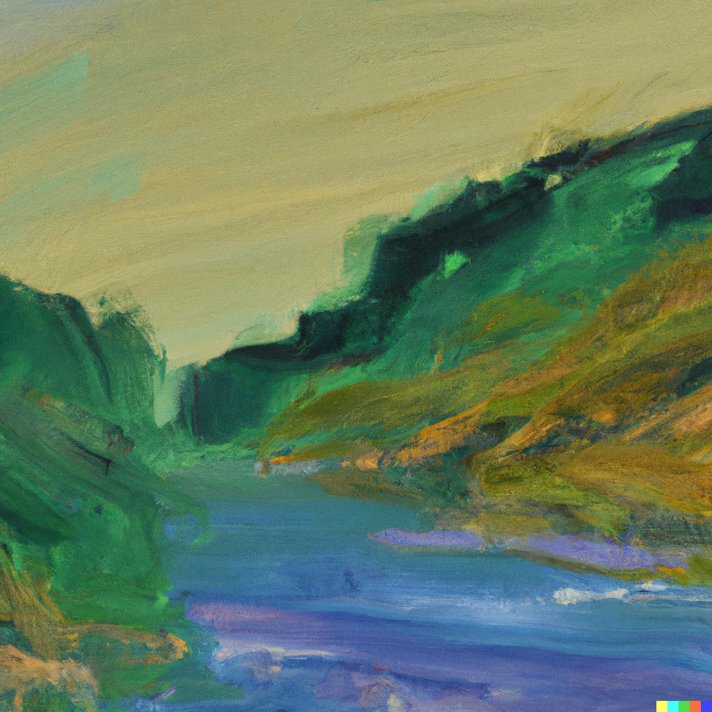 DALL·E 2023-03-11 12.25.20 - An abstract oil painting of a river.png