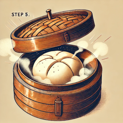 DALL·E 2025-03-17 23.17.19 - Step 5_ Steaming the fermented dough in a traditional bamboo steamer. The lid is slightly lifted, revealing the fully risen, fluffy steamed bread insi.png