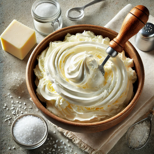 DALL·E 2025-03-09 18.26.21 - A bowl of cream cheese with sugar and salt being mixed together evenly.png