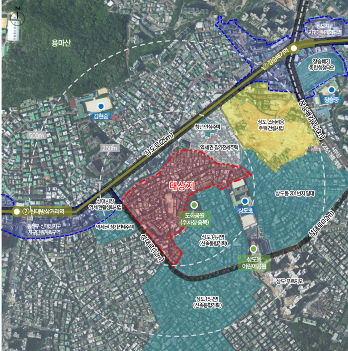 상도동 242번지 일대 모아타운(대상지)과 상도14·15구역 위치도.png