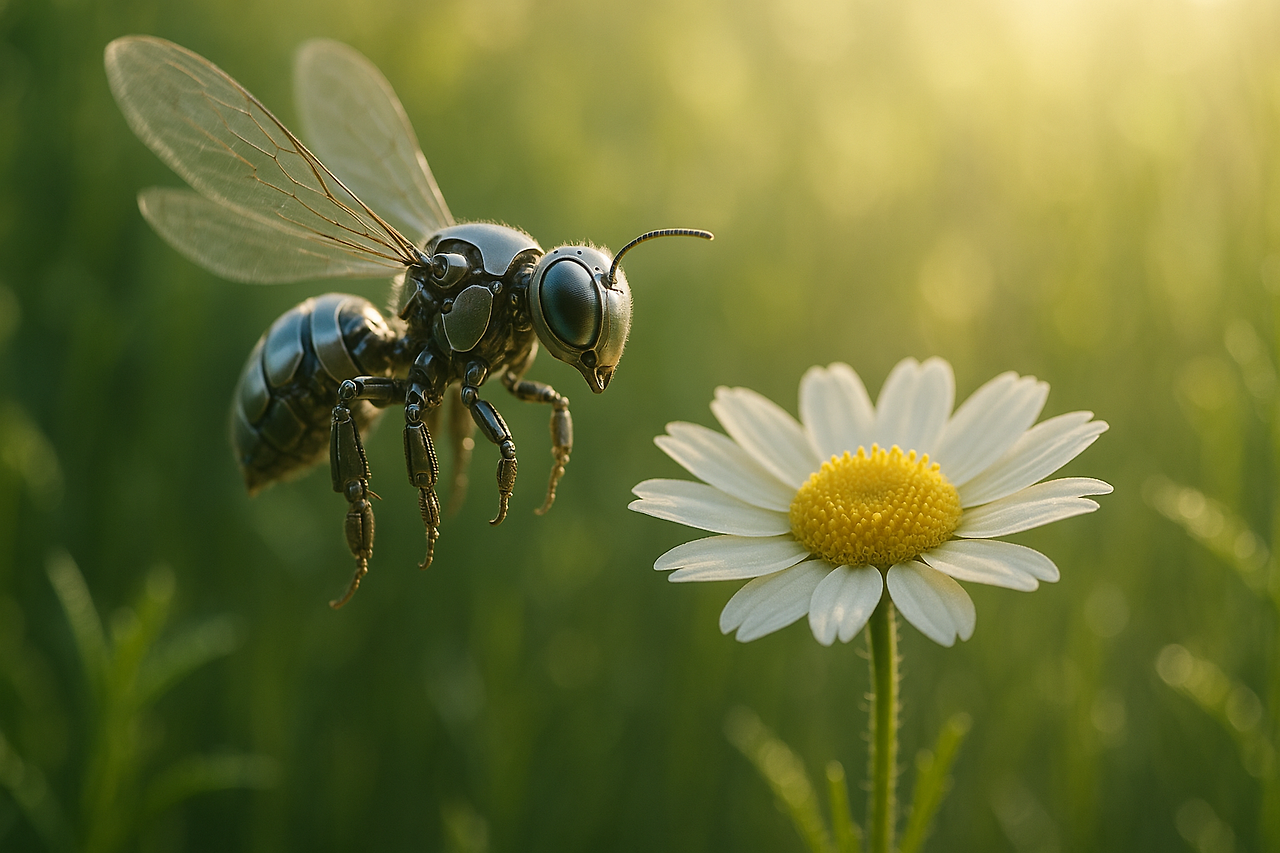 20250709_1144_Robotic Pollinator in Flight_simple_compose_01jzph1083fh0a7gsjt3cc16mc.png