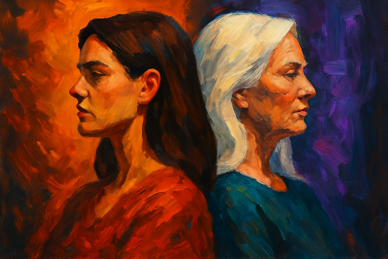 Impressionistic Painting Of Two Women In Profile View.png