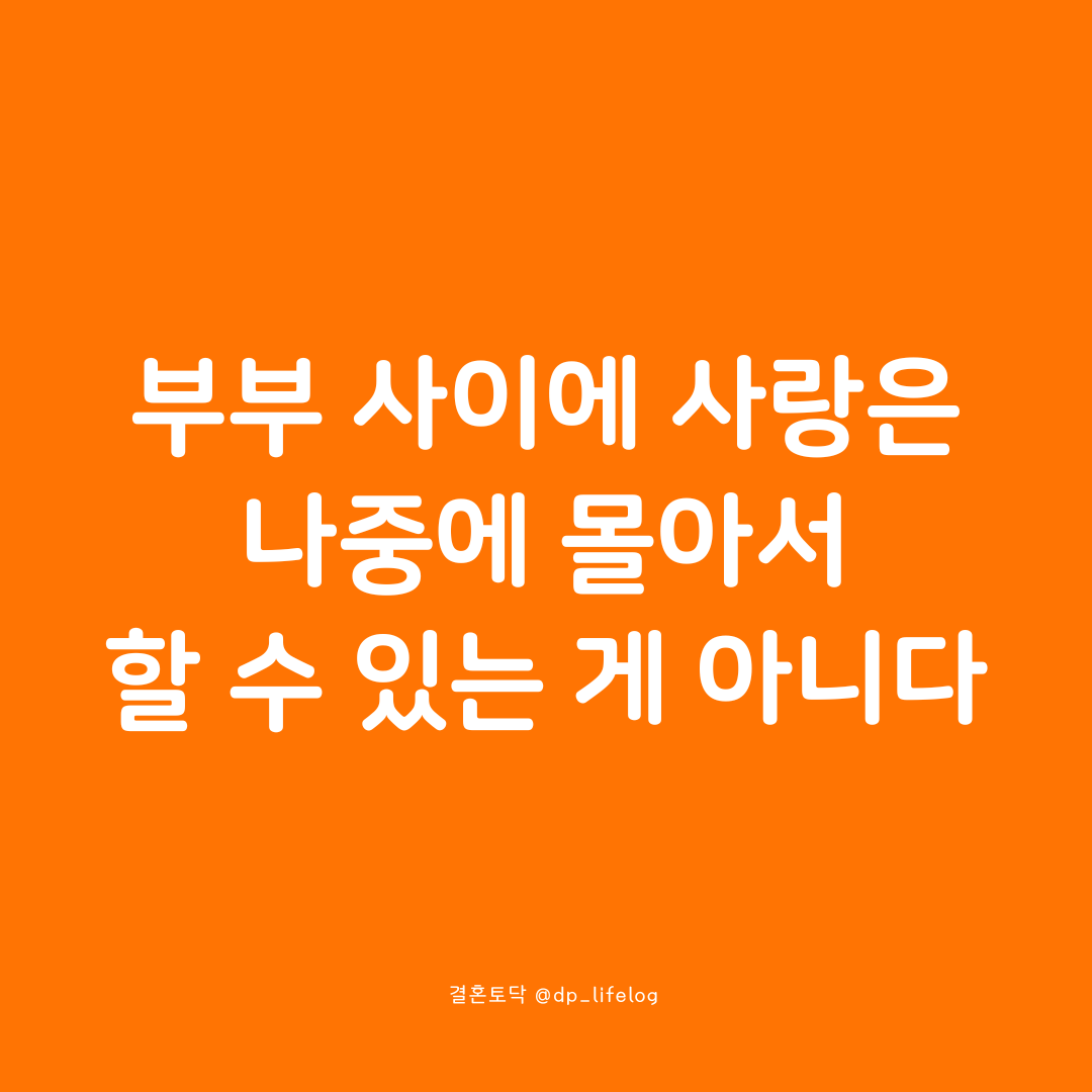 부부 사이에 사랑은 나중에 몰아서 할 수 있는 게 아니다.png