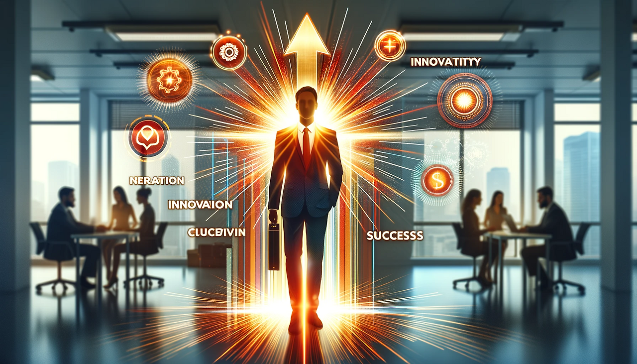 DALL·E 2024-02-01 11.51.51 - An image symbolizing personal motivation in a professional setting. The image should depict an individual standing confidently, radiating positivity a.png