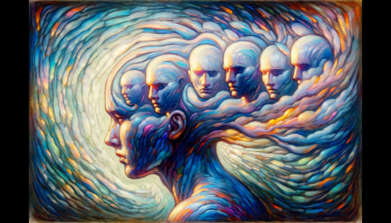 DALL·E 2024-01-31 14.08.59 - An image depicting the impact of negative memories on self-esteem and interpersonal relationships, using soft, reflective colors in the impressionist .png