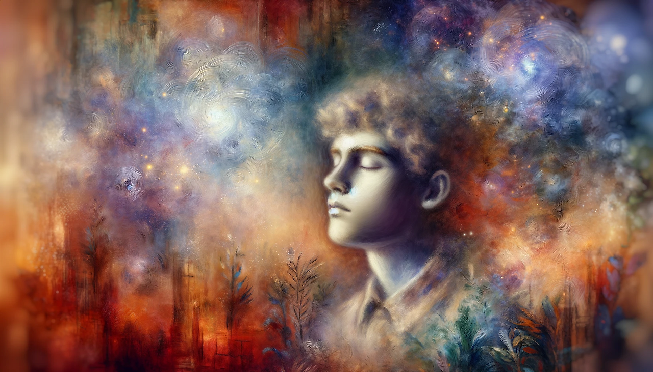 DALL·E 2024-02-01 10.38.27 - A dreamlike painting in the style of Renoir, illustrating a person asleep with eyes closed, symbolizing the act of dreaming. The setting is peaceful, .png