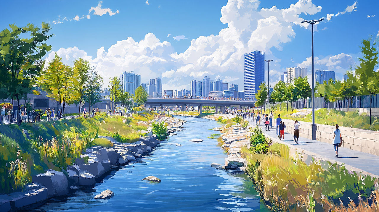rockypark_A_modern_Korean_cityscape_with_a_flowing_river_runn_de11fd2a-675d-47b7-8386-811f53e97535_1.png