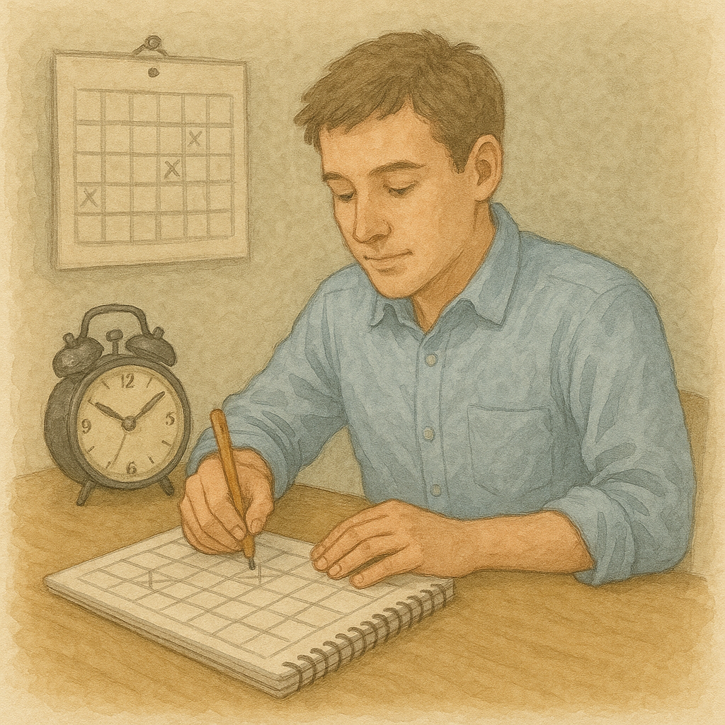 7. 달력과 시계를 들여다보며 계획을 세우는 사람.png