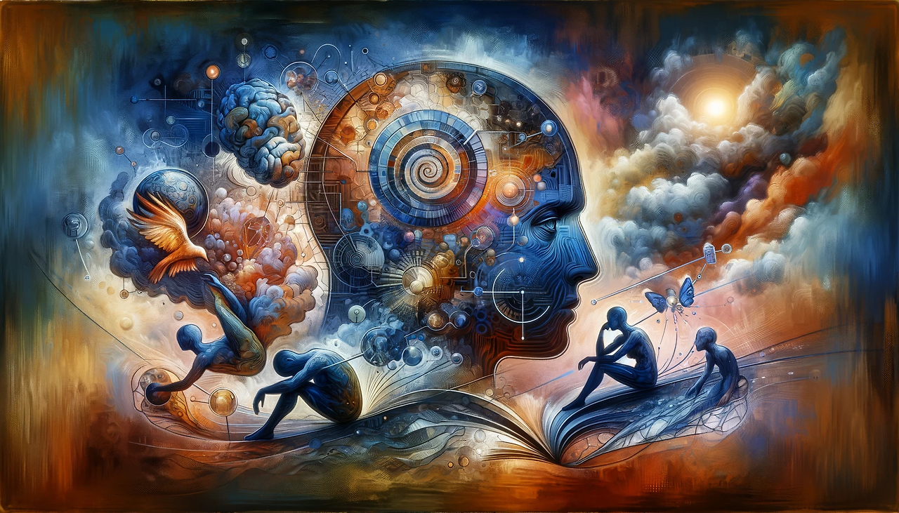 DALL·E 2024-01-31 14.09.13 - An image representing cognitive behavioral therapy (CBT) as a method to overcome negative memories, with visual elements of thought analysis and trans.png