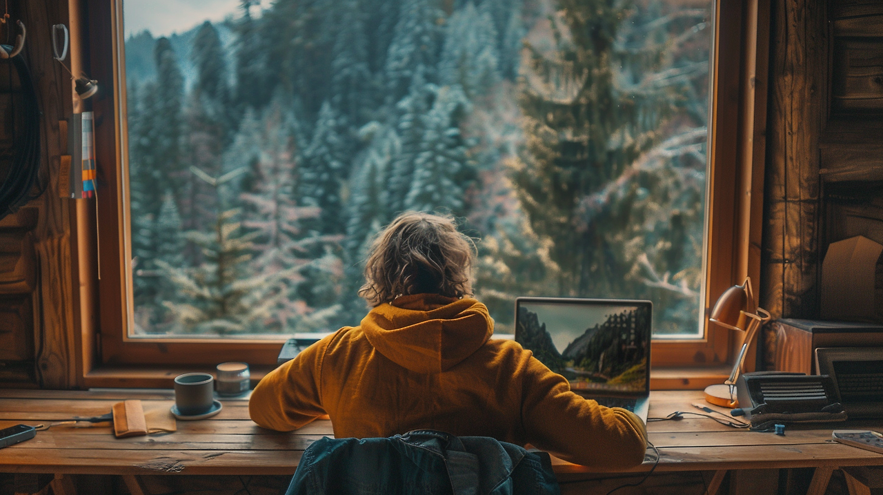 liashim_A_remote_worker_in_a_cozy_cabin_deep_in_the_mountains_a_cee4a278-1243-4436-b8fa-a1fc4dd6d2a1.png