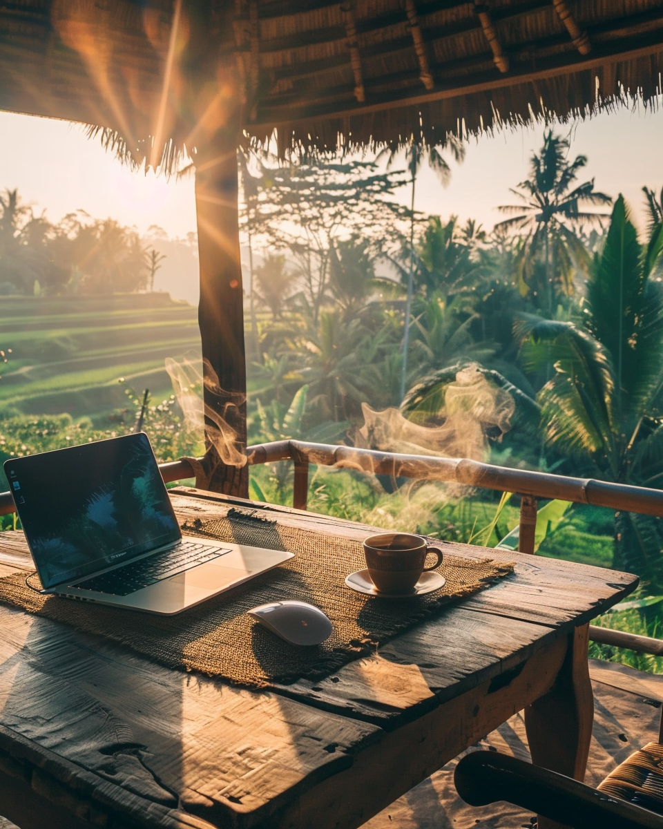 liashim_A_digital_nomad_working_on_a_laptop_at_a_rustic_wooden__7f22efe4-96e5-427c-977f-451cd6fd3f9c.png