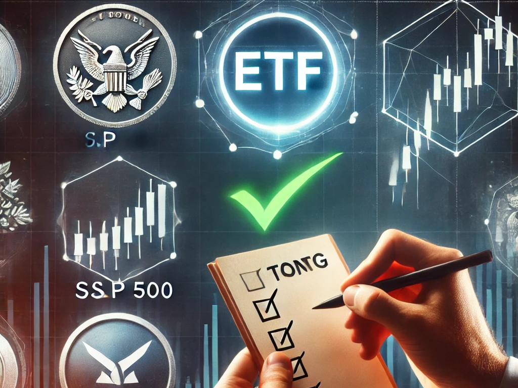 DALL·E 2024-12-22 00.58.56 - An image of a person holding a checklist and marking goals, next to icons of ETFs like S&P 500 and Nasdaq 100. The scene emphasizes planning and start.png