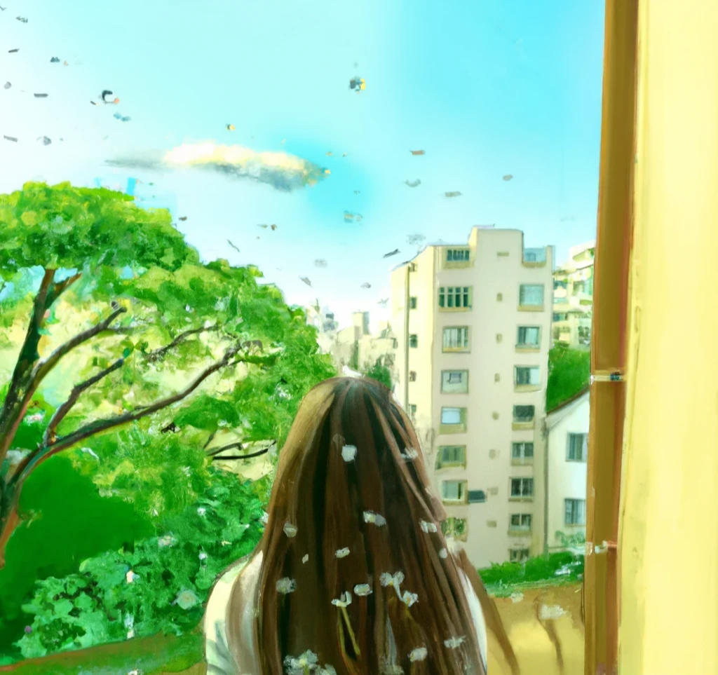 DALL·E 2023-12-18 22.48.54 - There is a big tree with very bright light green leaves. There is a big cloud in the sky. The style of painting by Renee Magritte..png