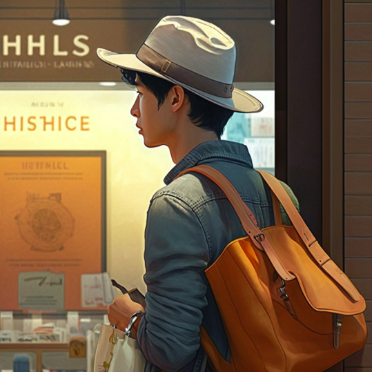 헤르메스가 에르메스 매장에서 쇼핑을 하고 있다.png