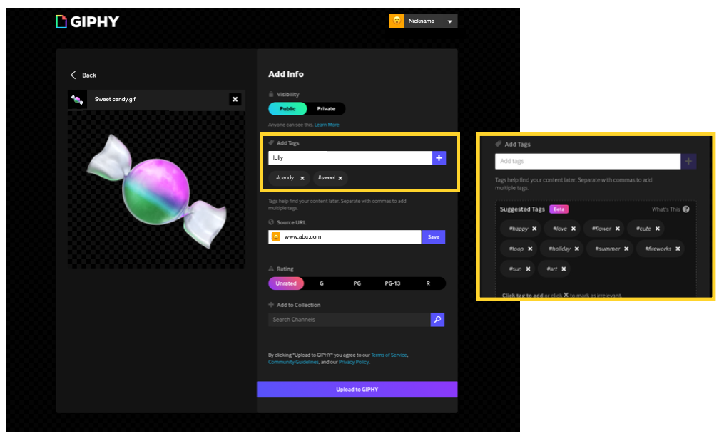 GIPHY에서의 콘텐츠 태깅.png