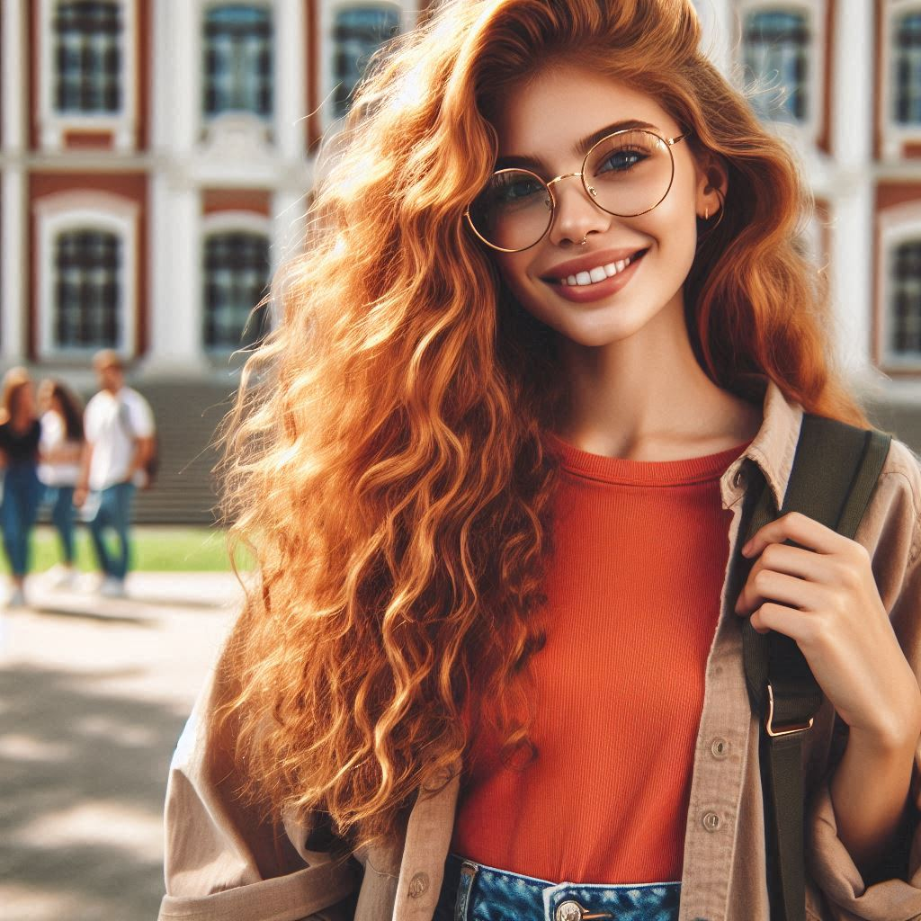 캐쥬얼한 옷을 입고 학교 캠퍼스에서 .png