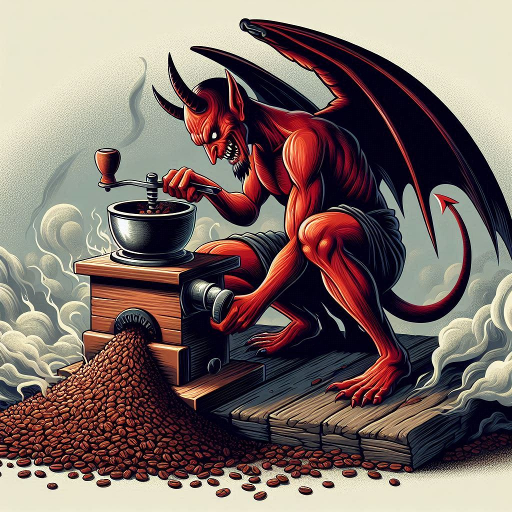 악마가 원두 커피를 갈고 있는 그림_1.png