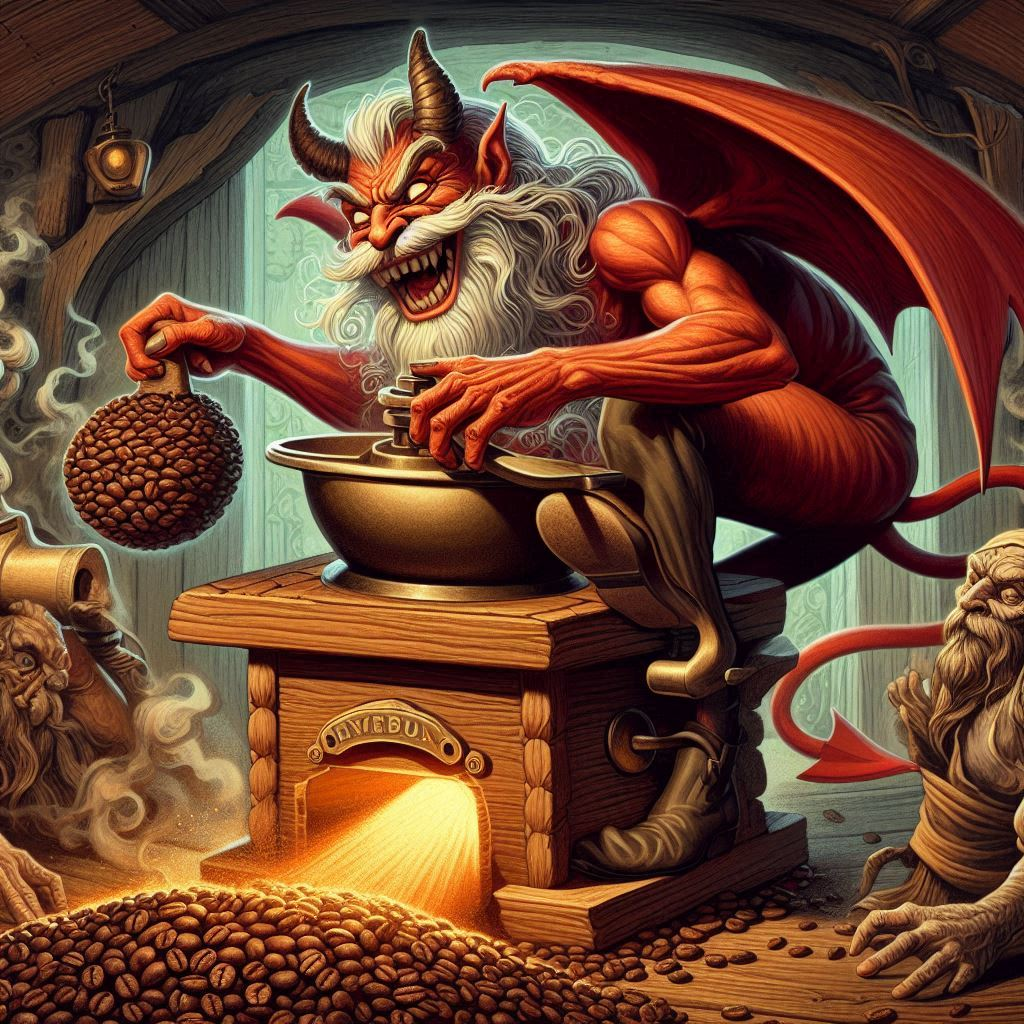 악마가 원두 커피를 갈고 있는 그림_3.png