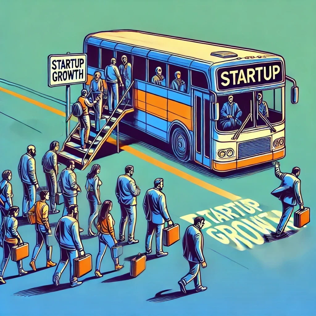 스타트업의 성장과 버스에서 내리는 사람.png