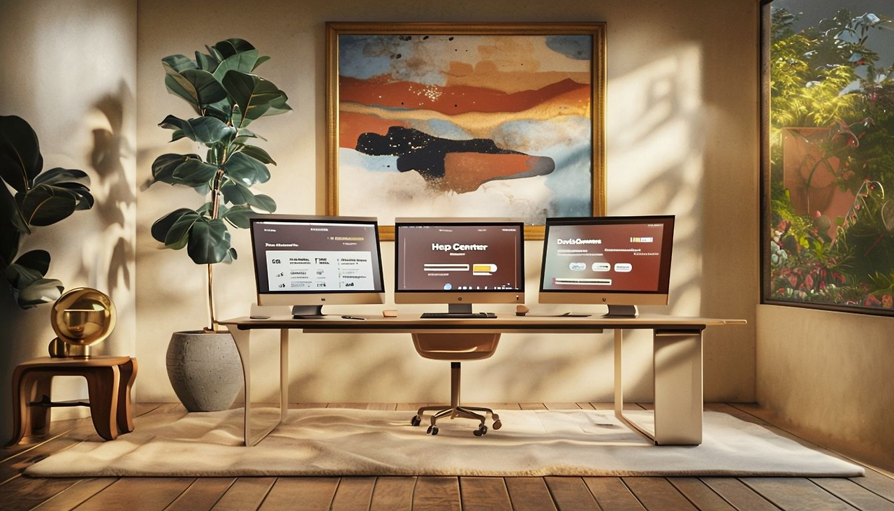 Modern Minimalist Office With Sleek Monitors And Warm Lighting.png