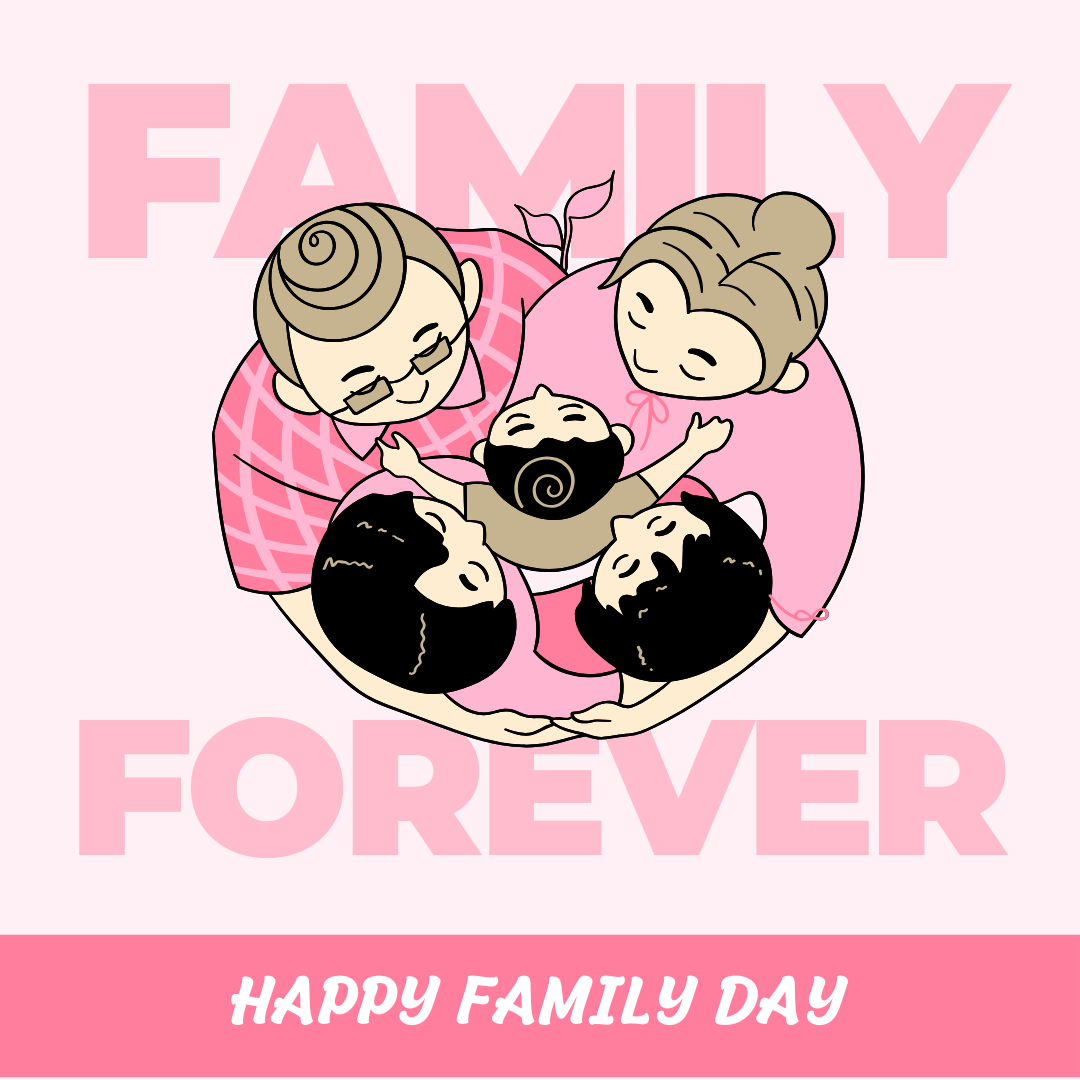 Pastel Pink Illustration Happy Family Day Instagram Post .png