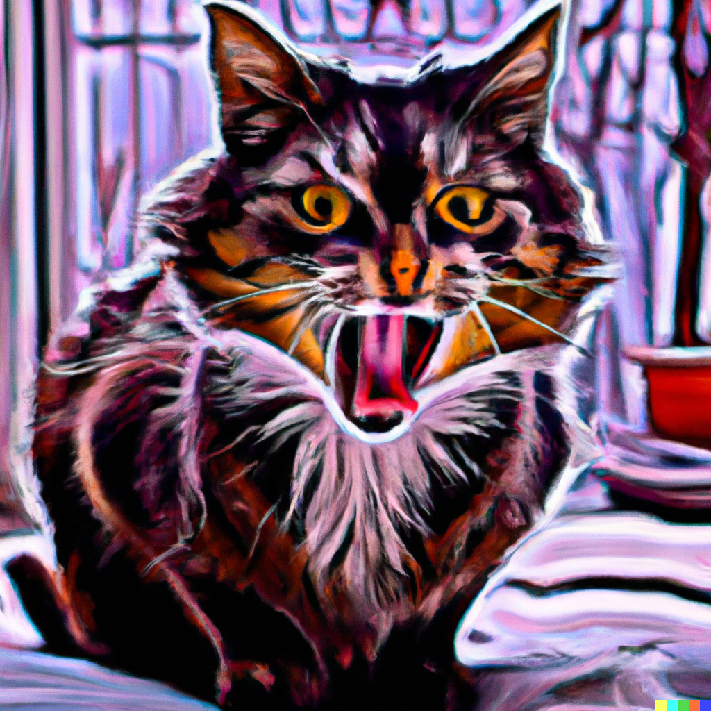 DALL·E 2022-10-05 14.18.16 - an impertinent cat who acts like a tyrant,  digital art style.png