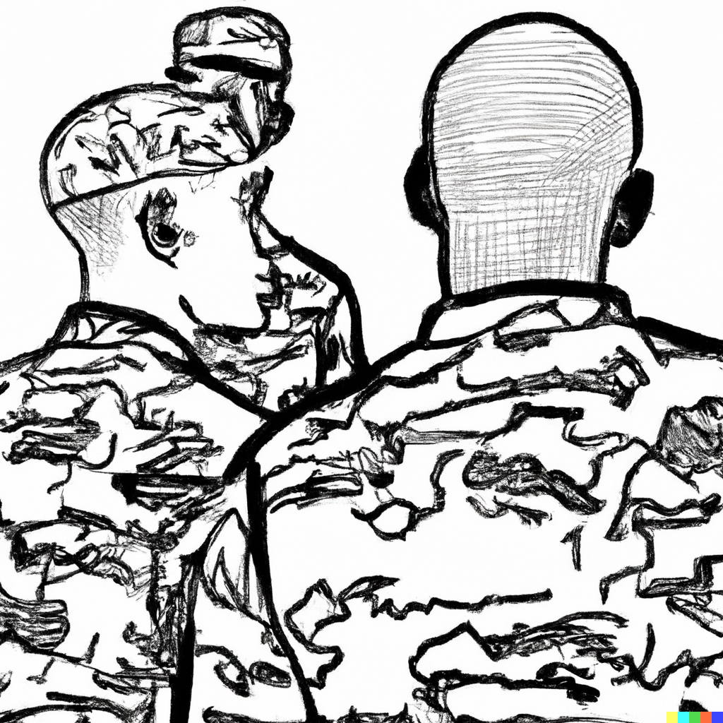 DALL·E 2022-10-05 11.29.43 - Soldiers talking behind their backs, dessin.png