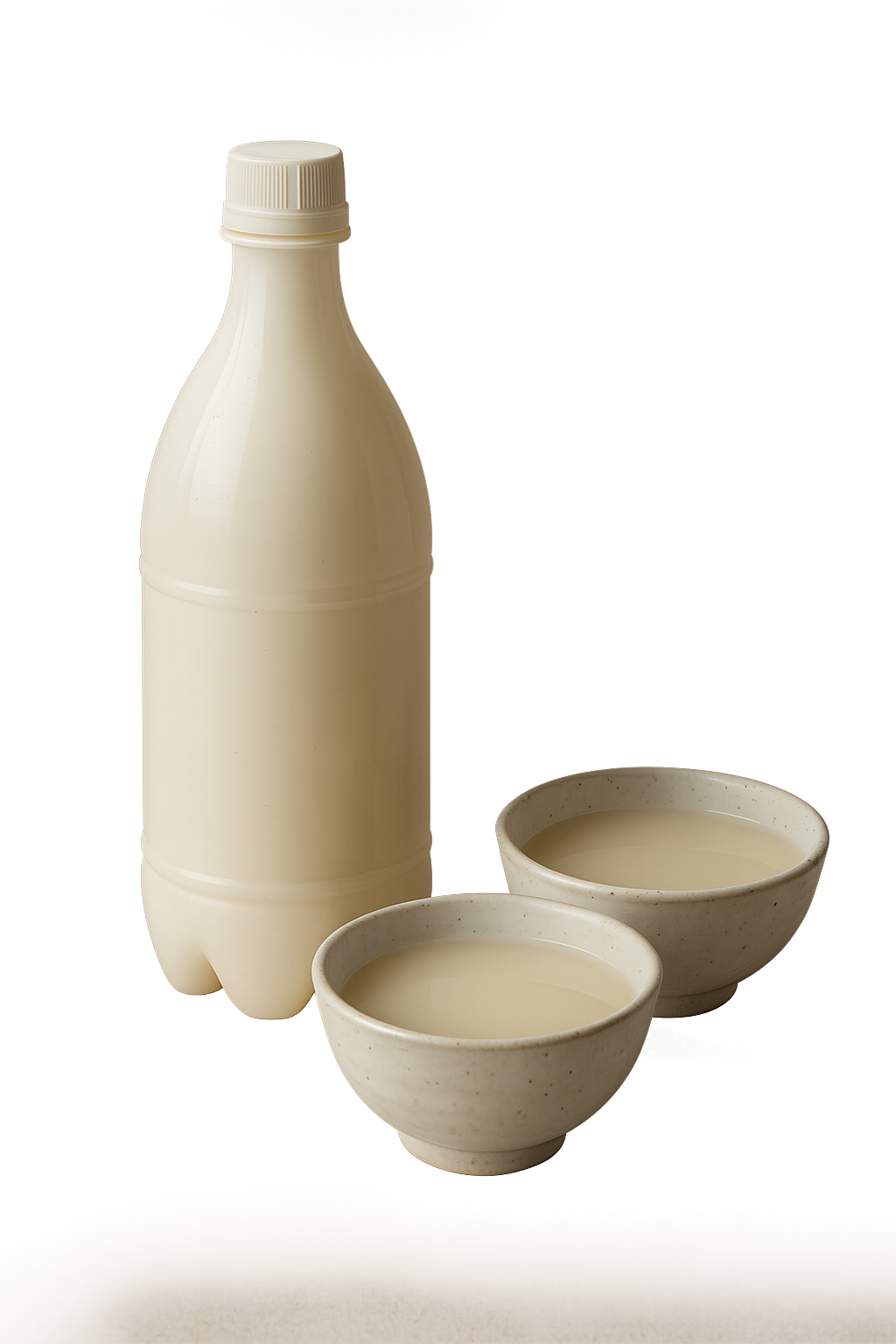 막걸리 병과 잔(2개)을 그린 이미지.png