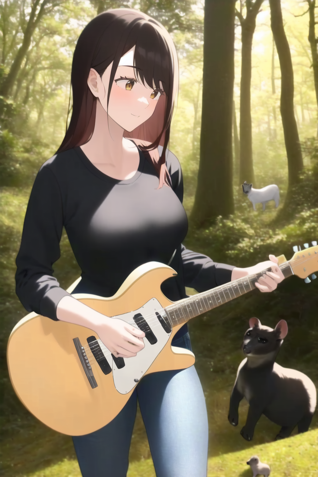 {{{best quality}}}, {{ultra-detailed}}, {natural light}, {in the woods}, {asian} s-3531949292.png