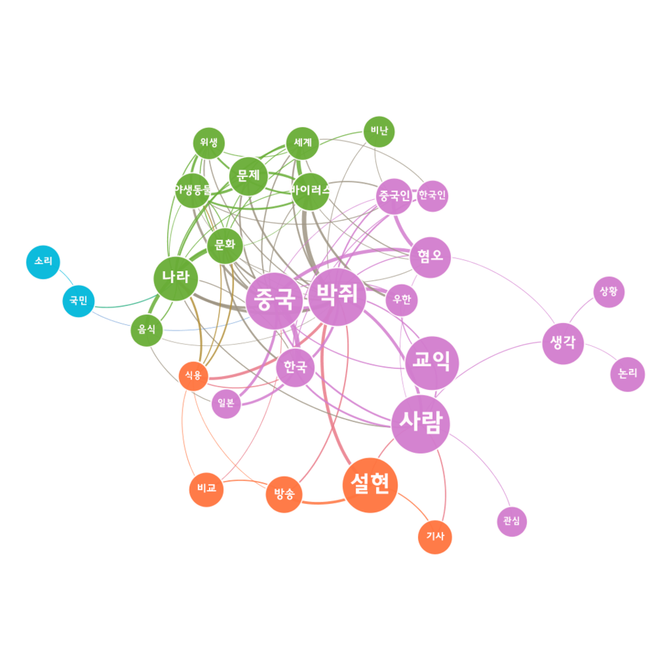 [그림 12] 중국 혐오 관련 황교익 발언에 대한 댓글 의미 네트워크 분석.png